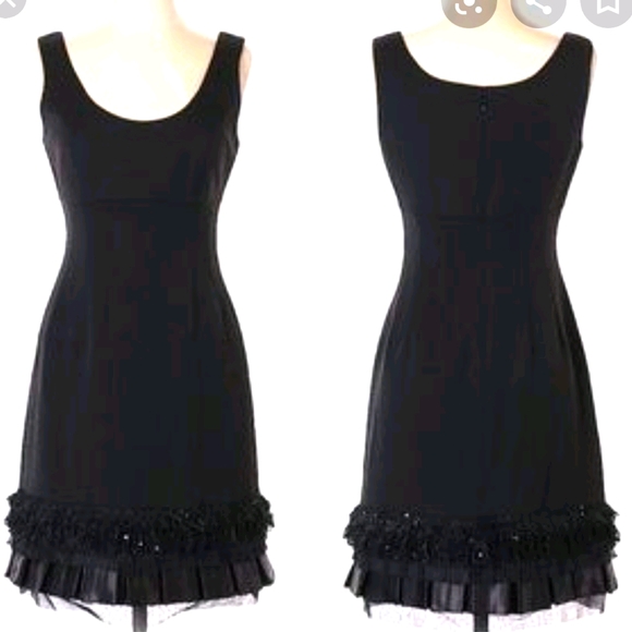 AYSHA black midi dress with embellished hem. 6